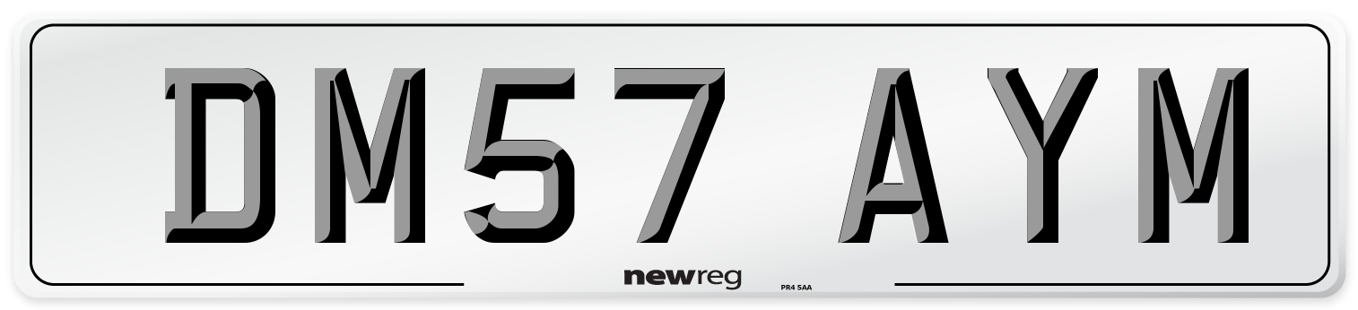 DM57 AYM Number Plate from New Reg